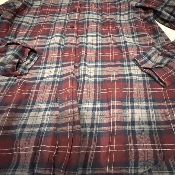 Chaps Men's Casual Plaid Shirt - Maroon , Grey  and Blue - Picture 3 of 5